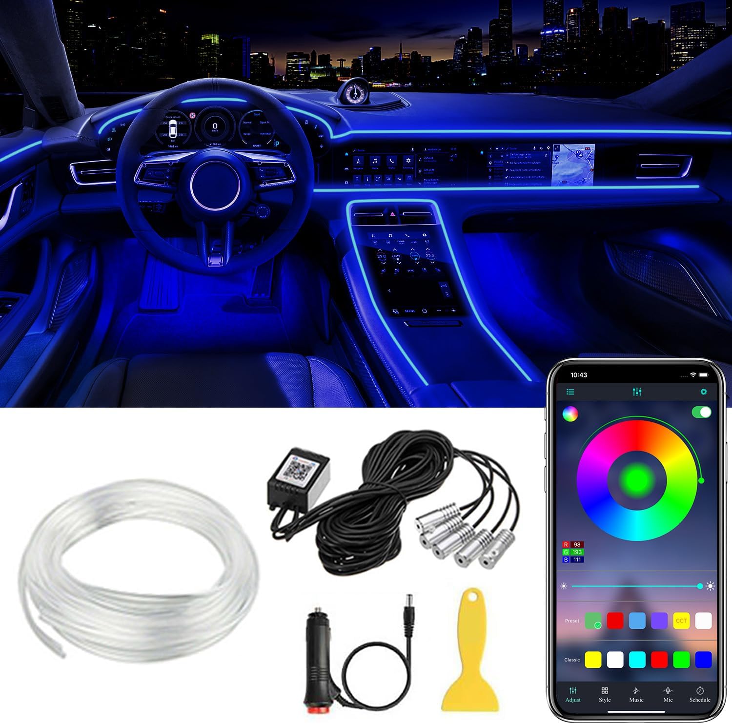 Interior Car LED Strip Lights APP Control