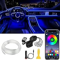 QVEVDACAR Interior Car LED Strip Lights: App Control RGB 16M Colors, Music Sync, 236" Fiber Optic Ambient Kit