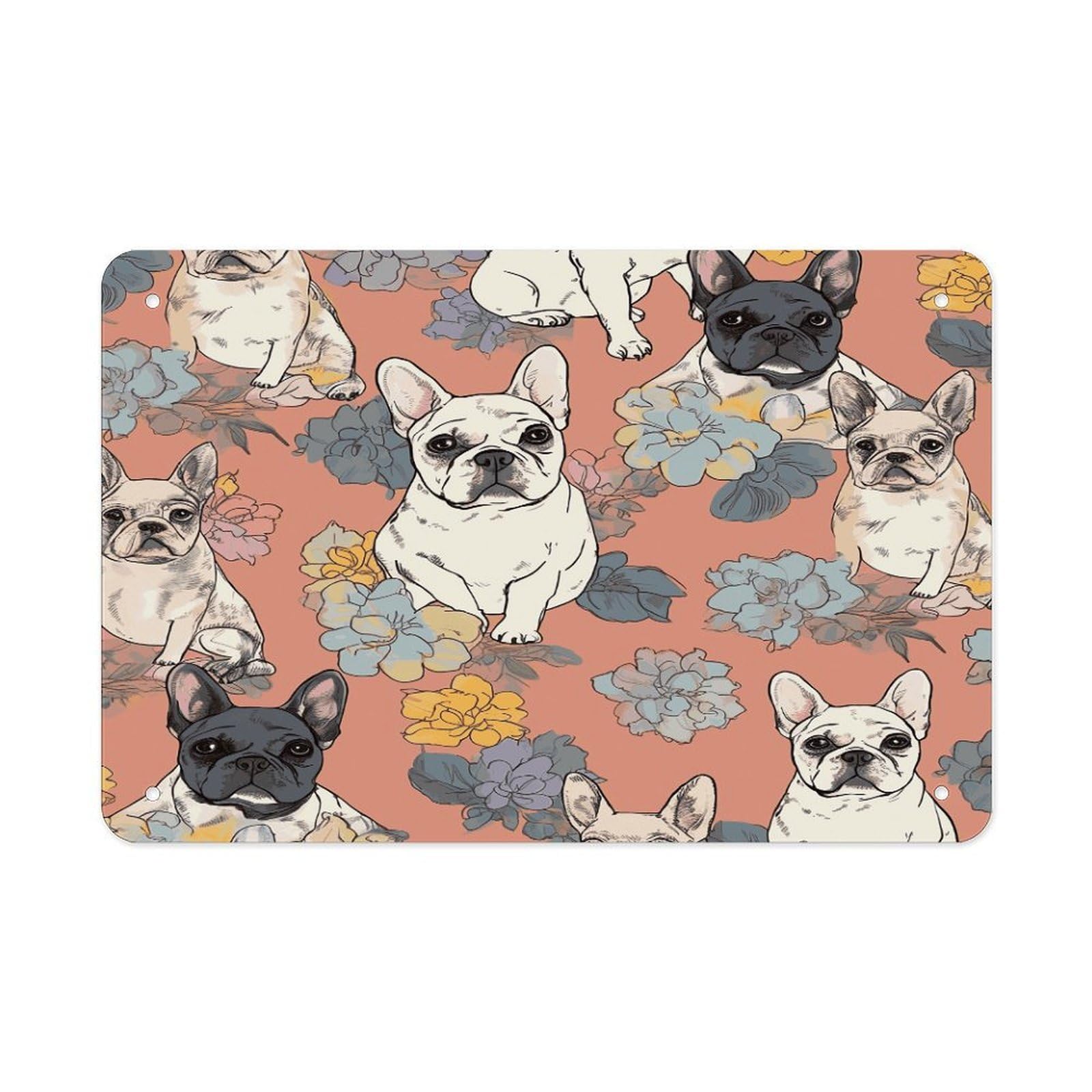 Fekiloot Style French Bulldog Print Metal Signs Wall Art Tin Sign