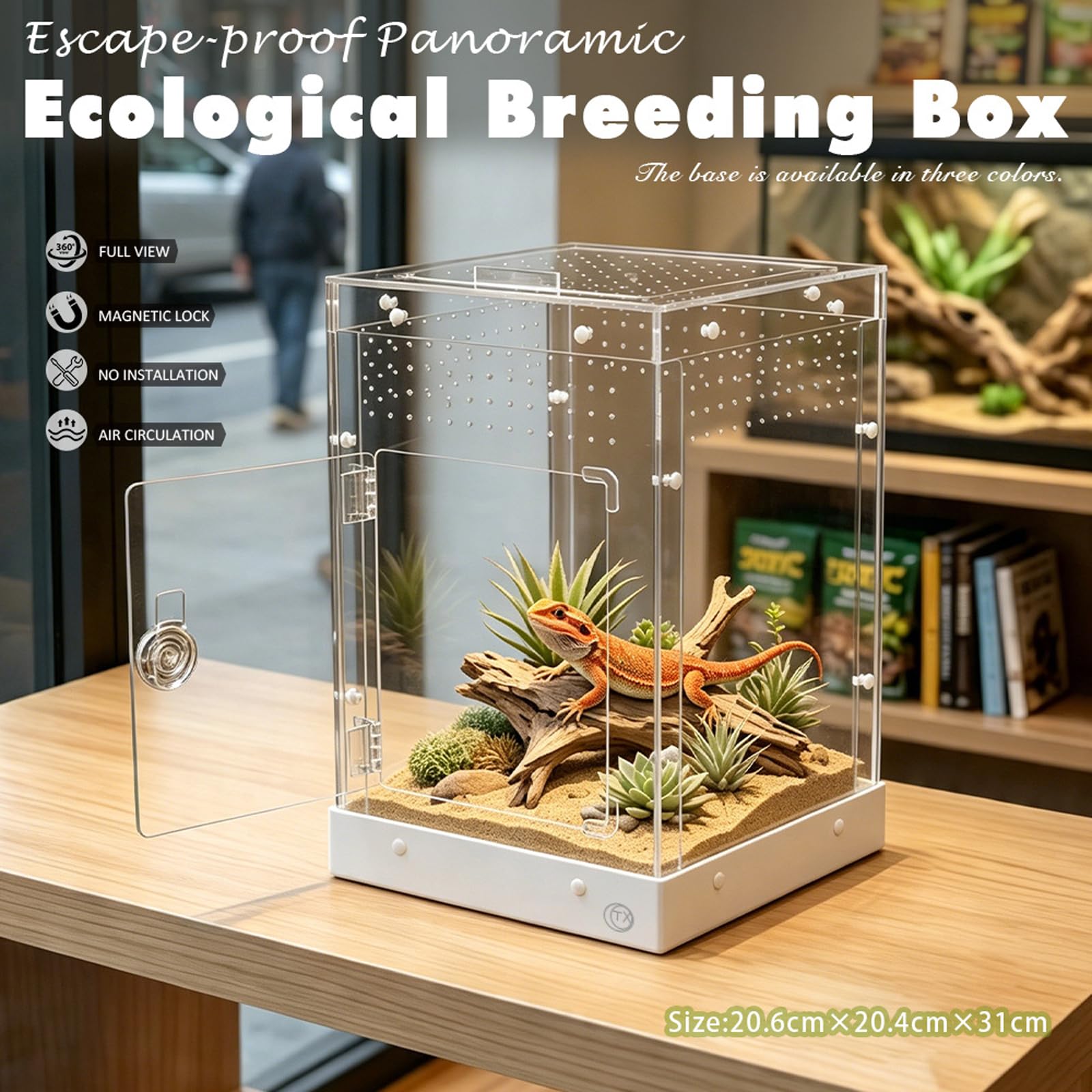 Caja de observación Terrario para Mascotas de Reptiles para albergar Ranas o Serpientes con Sistemas de ventilación Decoraciones para hogar Tanques de observación de Mascotas ventilados