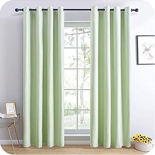 Topfinel Tende Oscuranti Tende Termiche Isolanti Moderne Tenda Oscurante con Occhielli per la casa Finestra Soggiorno Camera da Letto Cameretta Bambini 2 Pezzi, 132x260cm,Verde Chiaro
