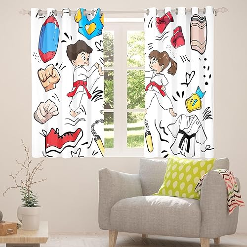 Miniatura 46 de Erosebridal Cortinas opacas de moda de los años 90, 30 % a 50 % para dormitorio, cortina de ventana con cinta de radio retro, tratamientos de Negro