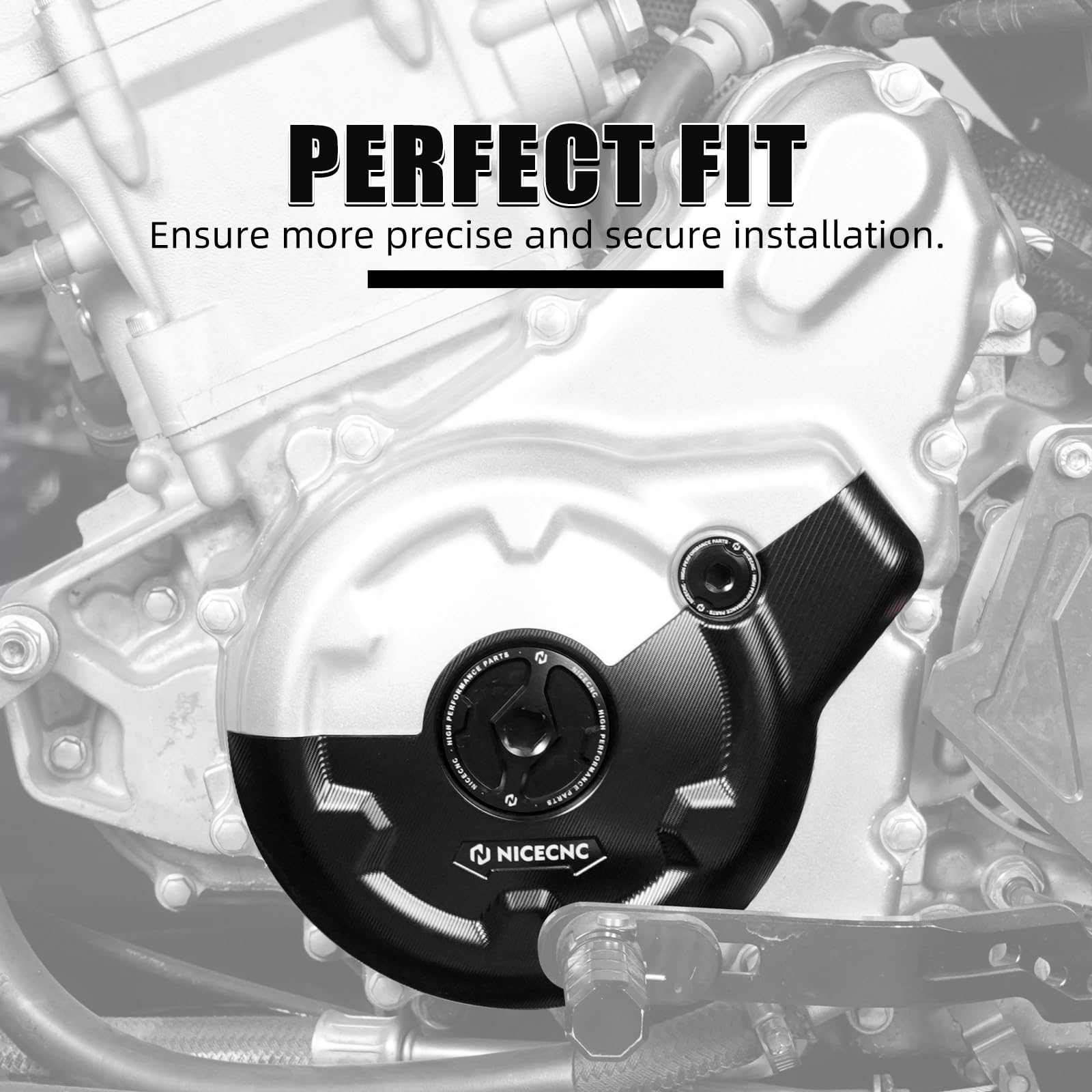 NICECNC Schwarzes Kurbelgehäusedeckel & Motorstecker-Set, Compatible with Yamaha Raptor 700 YFM700 2013-2024, Raptor 700R YFM700R 2009-2024, Raptor 700R YFM700R SE 2017-2024, Siehe Ausstattungen