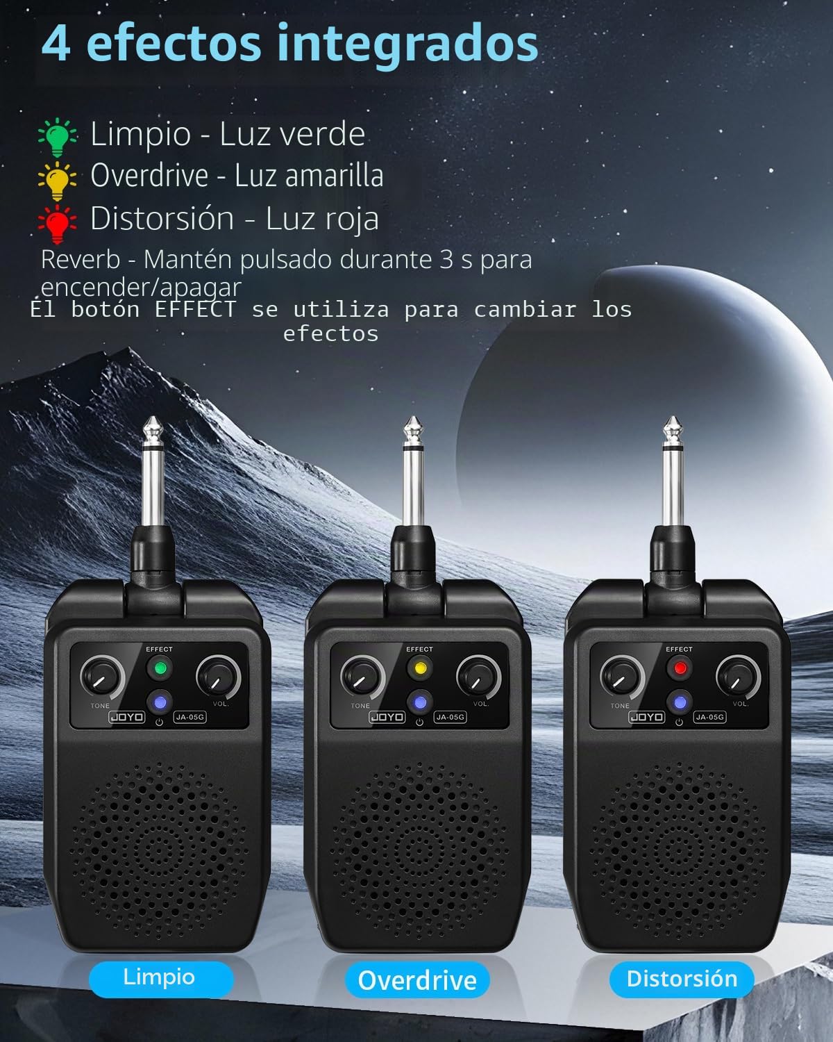 JOYO Mini amplificador portátil de guitarra 5 W, combinado Bluetooth recargable con efectos integrados (limpieza, sobremarcha, distorsión, reverberación)
