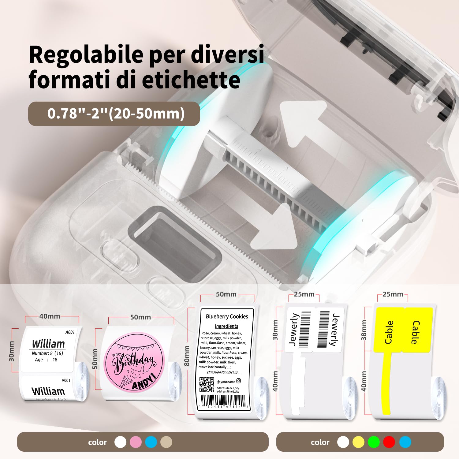 Phomemo Etichettatrice M110 Bluetooth Stampante Etichette Adesive, Stampante Termica Portatile Compatibile con iOS Android e PC, per Piccole Imprese, Negozio, Logo, Cucina, Indirizzo,Negozio