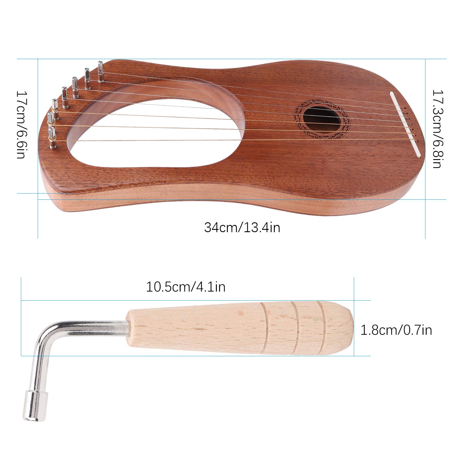 Harpe Lyre 7 Cordes en Métal Palissandre Instrument à Cordes Portable