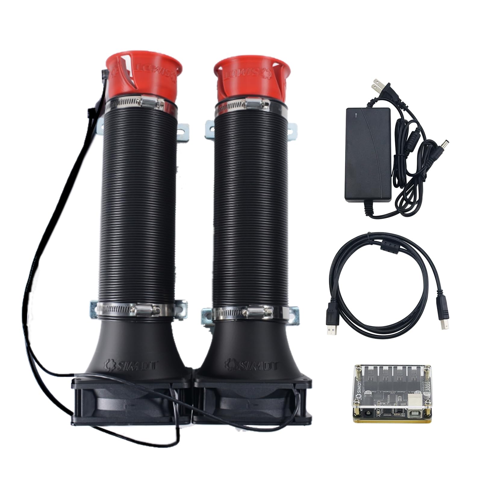 Photo 1 of Obokidlyamor 2PCS Upgraded Turbine II Wind Sense Speed Change on Steering Wheel PC USB for Logitech G923 G920 G29 Pro RS50/fanatec/Thrustmaster Base Intake Pipe Sim Racing Wind Simulator (Red-1)