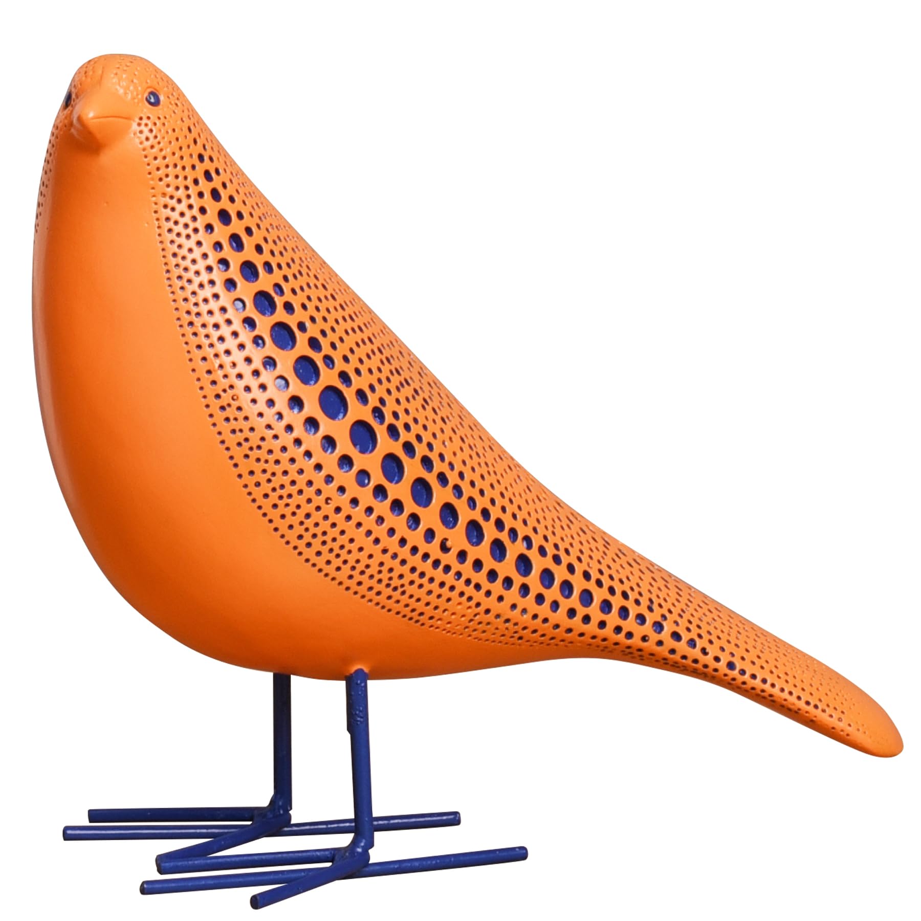 Quoowiit Bird Figurine, Modern Sculpture and Statues for Home Decor, Animal Statues for Bookshelf, Table, Entryway, Fireplace, Resin Decorative Sculpture with Chic Polka Dots Art Design (Orange)