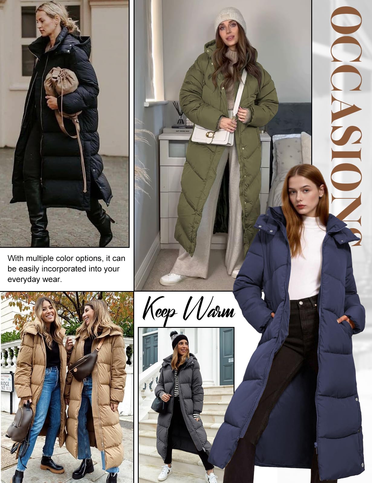 CMTOP Cappotto Donna Invernale Extra Lungo Giubbotto Imbottito in Cotone Caldo Trapuntato Cappotti con Cappuccio Elegante Casual Giacca Outdoor Piumino con Zip e Tasche