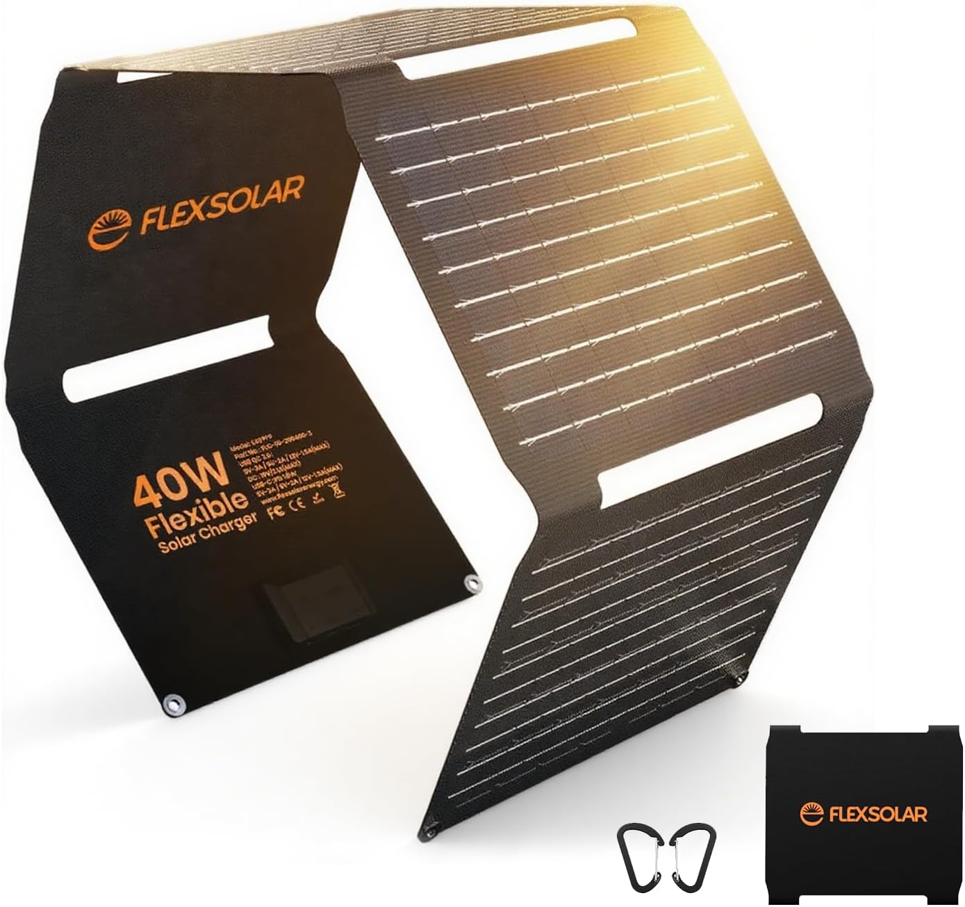 FlexSolar 40W Portable Solar Panel Charger – Upgraded Fast Charging with USB-C PD2.0, QC3.0 & 19V DC for Power Stations, Phones, Power Banks, IP67 Waterproof Foldable for Camping, Hiking, RV FlexSolar 40W Portable Solar Panel Charger – Upgraded Fast Charging with USB-C PD2.0, QC3.0 & 19V DC for Power Stations, Phones, Power Banks, IP67 Waterproof Foldable for Camping, Hiking, RV