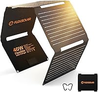 Vista 1 de FlexSolar Cargador de Panel Solar Portátil de 40W - Carga Rápida Mejorada con USB-C PD2.0, QC3.0 y 19V DC para Estaciones de Energía, Teléfonos