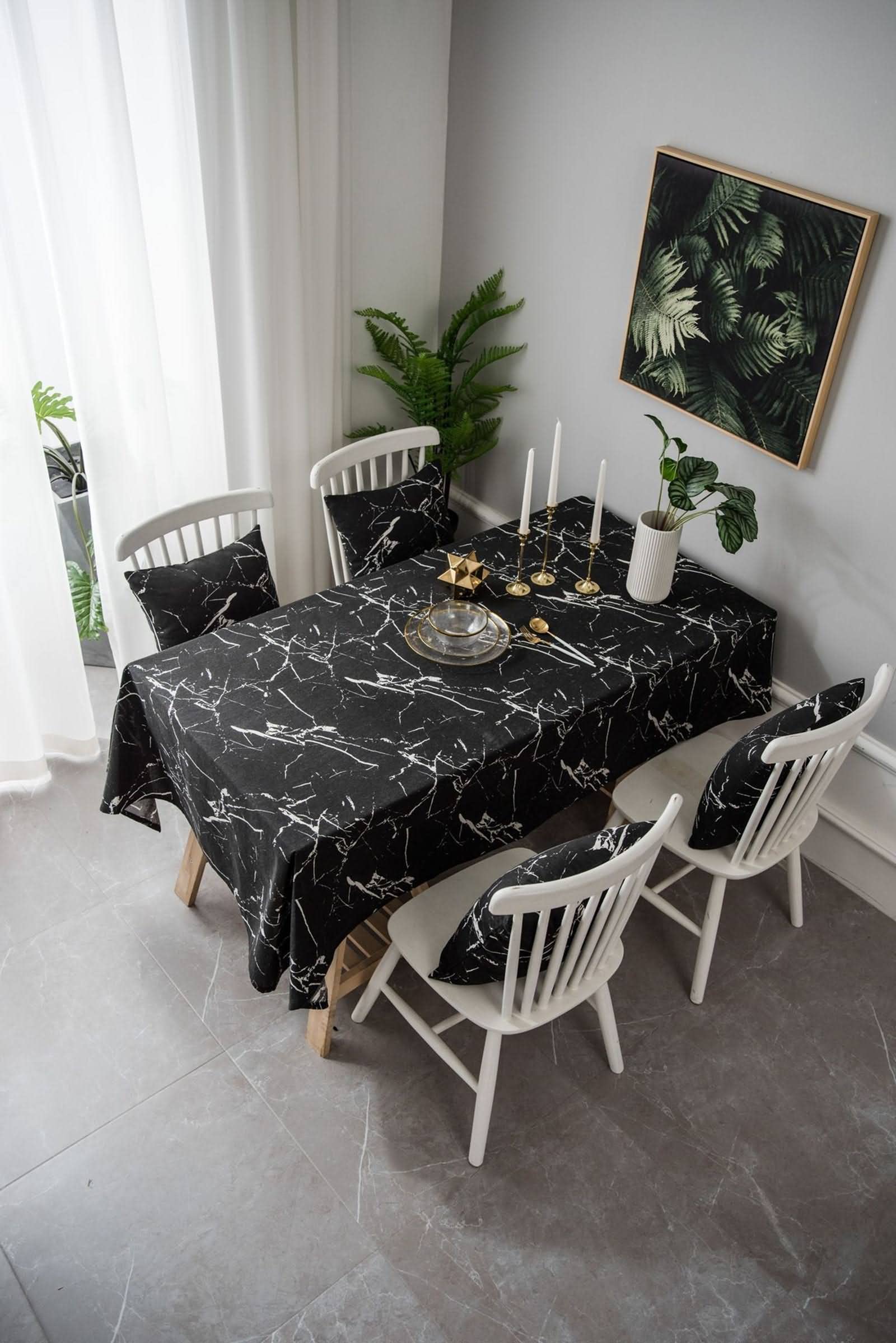Mantel Rectangular Ajustable Mesa Pequeña Manteles Ules Patrón De Marmoleado Simple Moderno Grande Individuales Antimanchas Negro Sabana Algodon Protección Decoración 140X250Cm