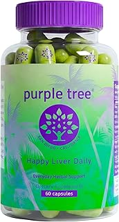 purple tree Happy Liver Daily | Liver Support Supplement with Milk Thistle, Dandelion, Artichoke, Turmeric & Liposomal Glutathione | Antioxidant & Daily Liver Wellness | 60 Vegan Capsules