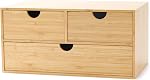 Organisateur de bureau en bambou - Mini Bamboo bureau tiroir Tabletop Boîte d'organisation de rangement pour les fournitures de bureau de toilette à la maison, pas d'assemblage requis (3 Tiroir avec étagère)