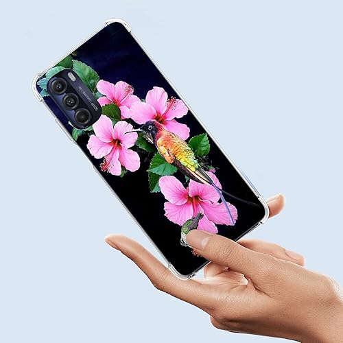 Miniatura 2 de Funda Moto G 5G 2022, colibríes de flores rosadas con protección contra caídas, a prueba de golpes, carcasa protectora de cuerpo completo resistente