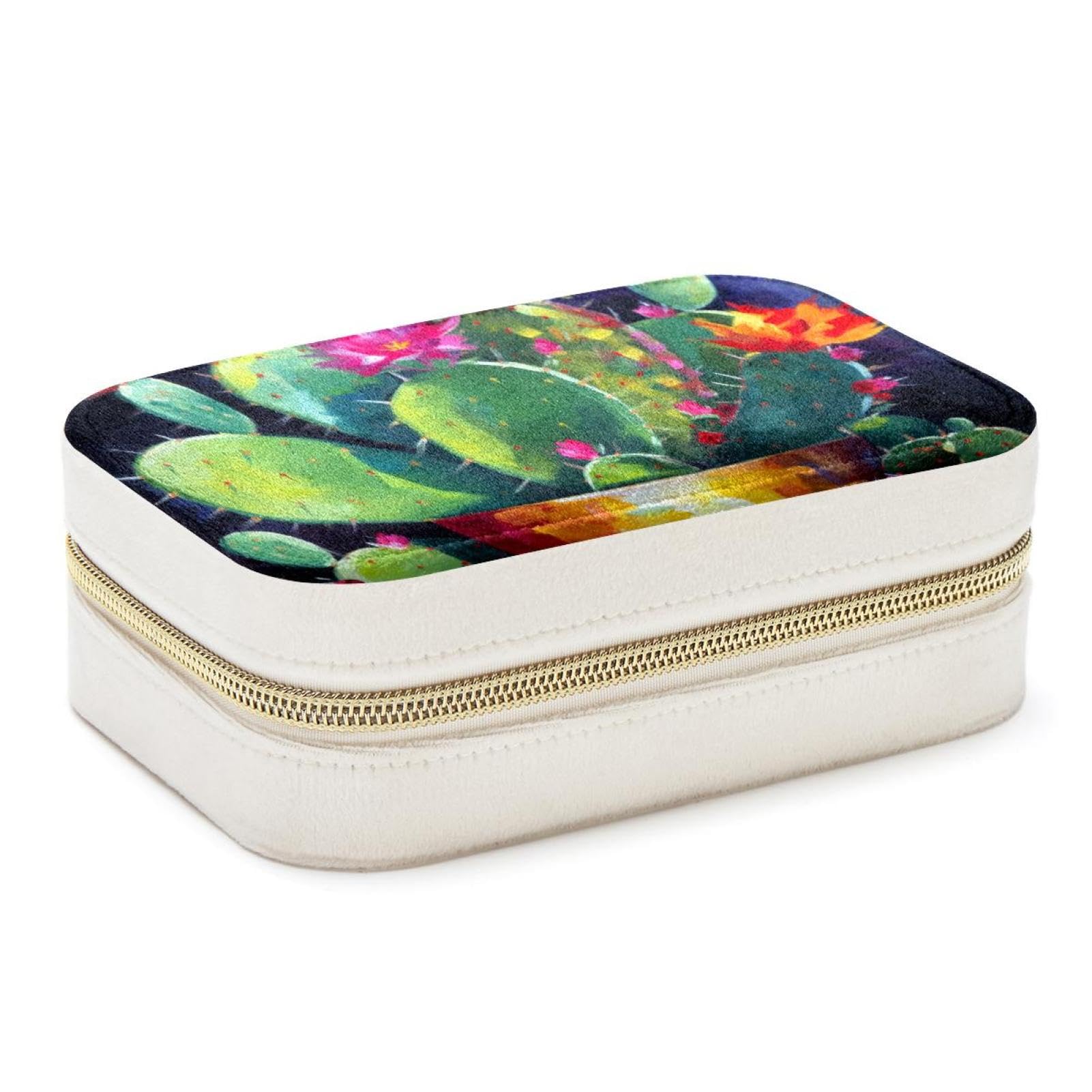 Boîte à bijoux voyage fleurs de cactus rose pour vos week-ends et vacances d'été