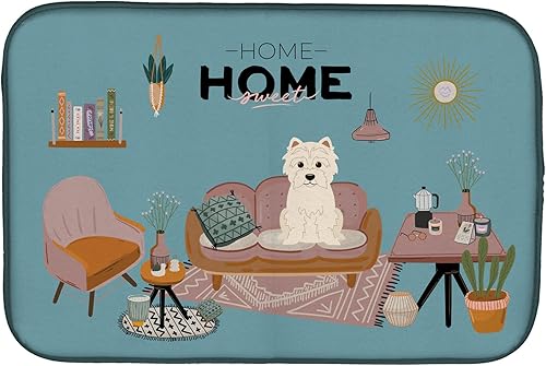 Miniatura 144 de Caroline's Treasures CK7824DDM - Tapete absorbente para secado de platos con diseño de bulldog inglés, rojo y blanco, para encimera de cocina, 14 x