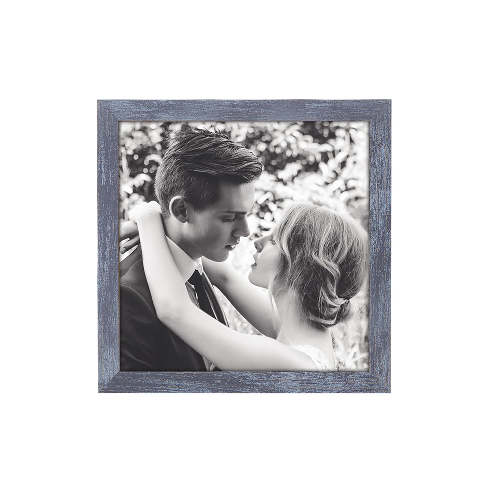 JDZIVTOP 6x6 Picture Frame Blue, Rustic Natural 6x6in Photo/Portrait/Poster/Art Frame, Wall Hanging/Tabletop, Horizontal/Vertical Display Gallery