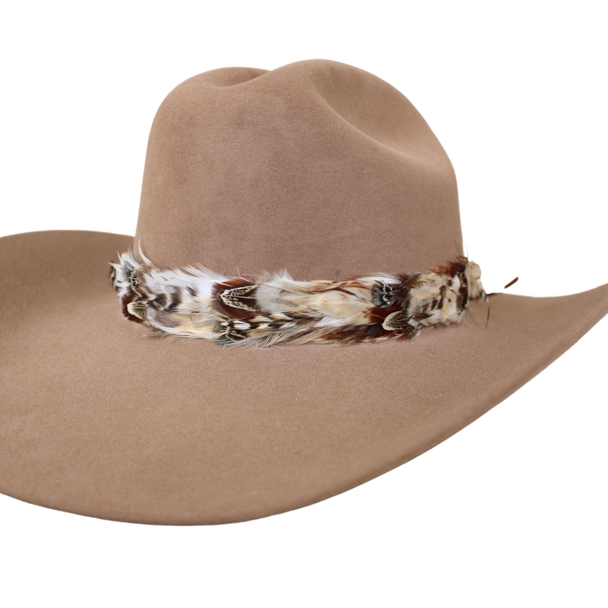 Western-Style Fedora with Decorative Band and Adjustable inner tie O/S Stellar Feather Hat Band - Adjustable Cowboy Hat Band for  main image 2