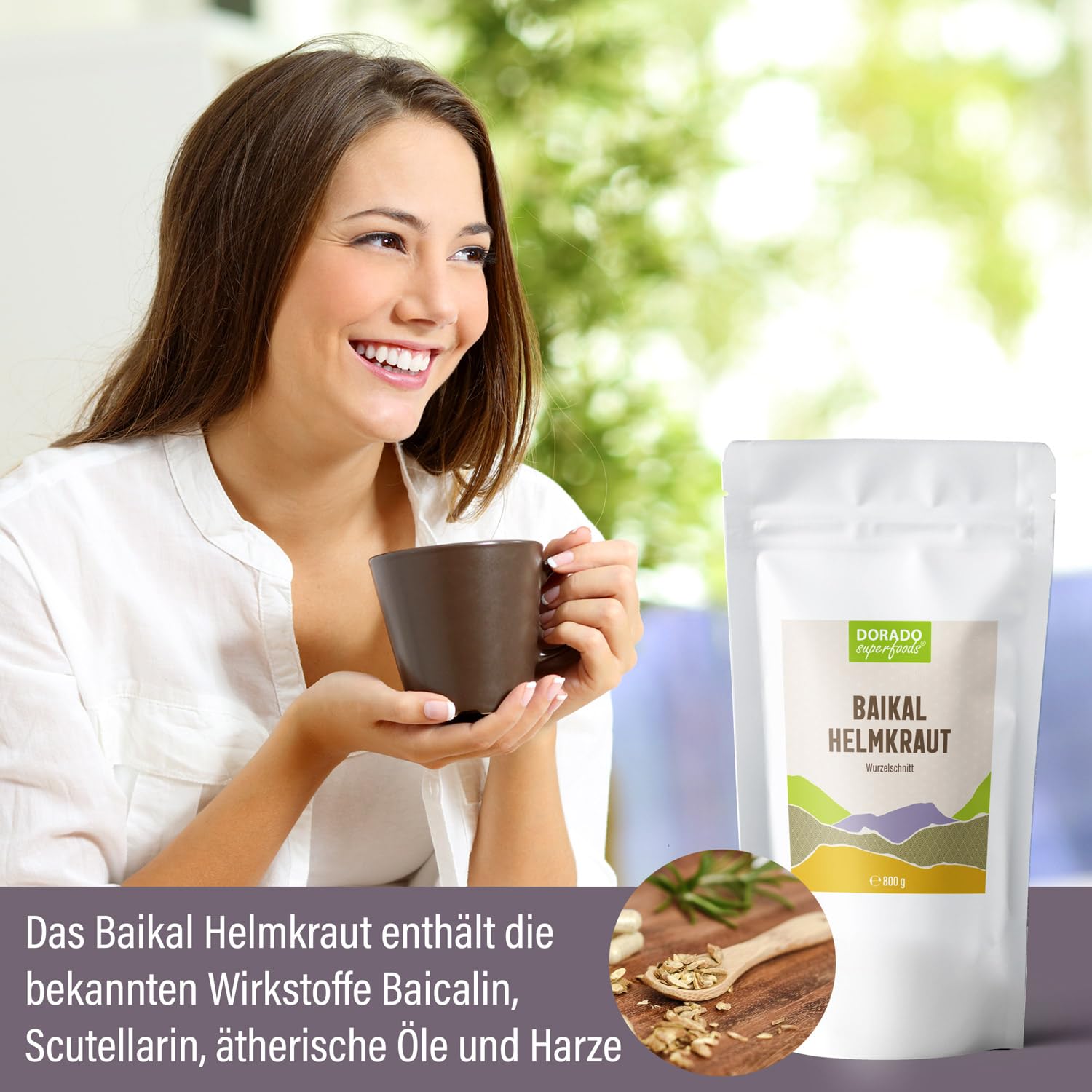 Baikal Helmkraut Tee Wurzelschnitt – Scutellaria baicalensis – 800 g – Frei von Zusätzen | Dorado Superfoods®