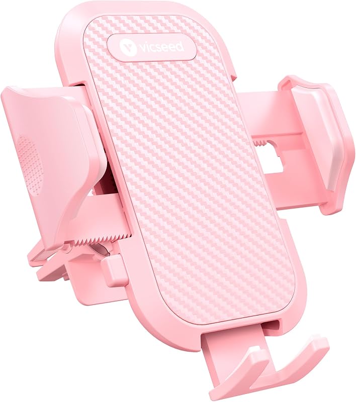 VICSEED Soporte de teléfono rosa ultra estable para su automóvil [nunca se cae ni se rompe] Soporte universal para teléfono celular con ventilación para automóvil Soporte de automóvil con abrazadera fácil para iPhone 17 Pro Max 16 15 14 Accesorios para automóvil Mujeres