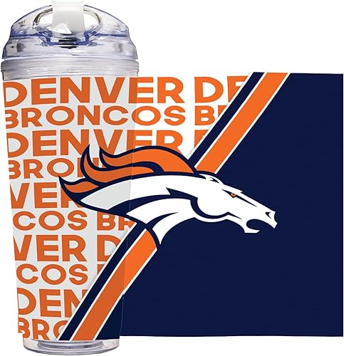 Miniatura 119 de Rico Industries NFL Football - Vaso de acrílico de 24 onzas con tapa con bisagras, vaso de doble pared con licencia oficial para fanáticos de la NFL