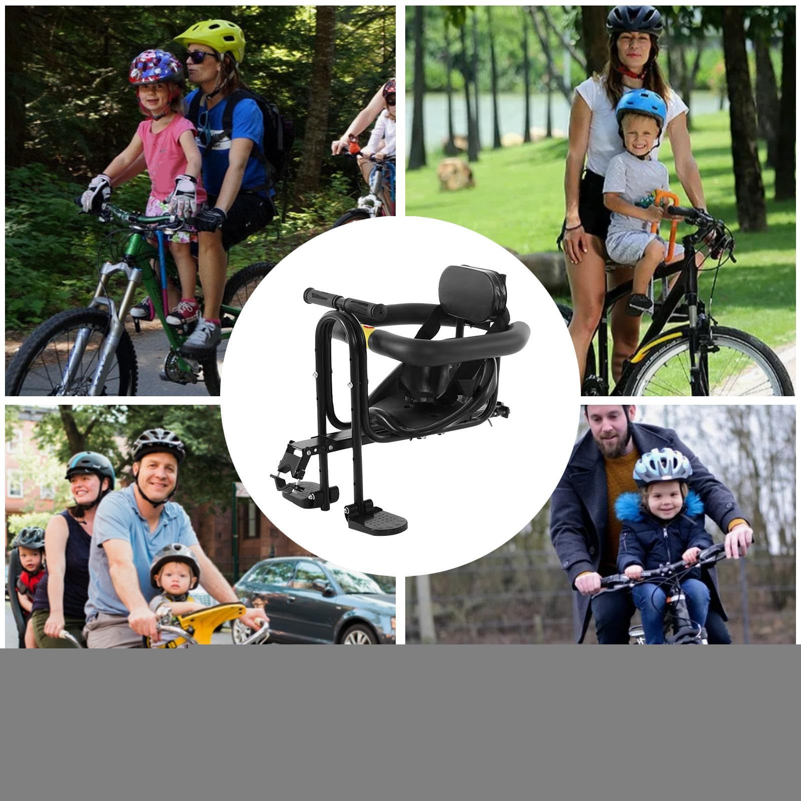 Seggiolino Per Biciclette Per - Montaggio Anteriore | Sedili Per | Biciclette Per Manubrio | Di Bici Da Bambino Con Pedali Del Piede, Sicurezza Del Guardrail Per, Ciclismo