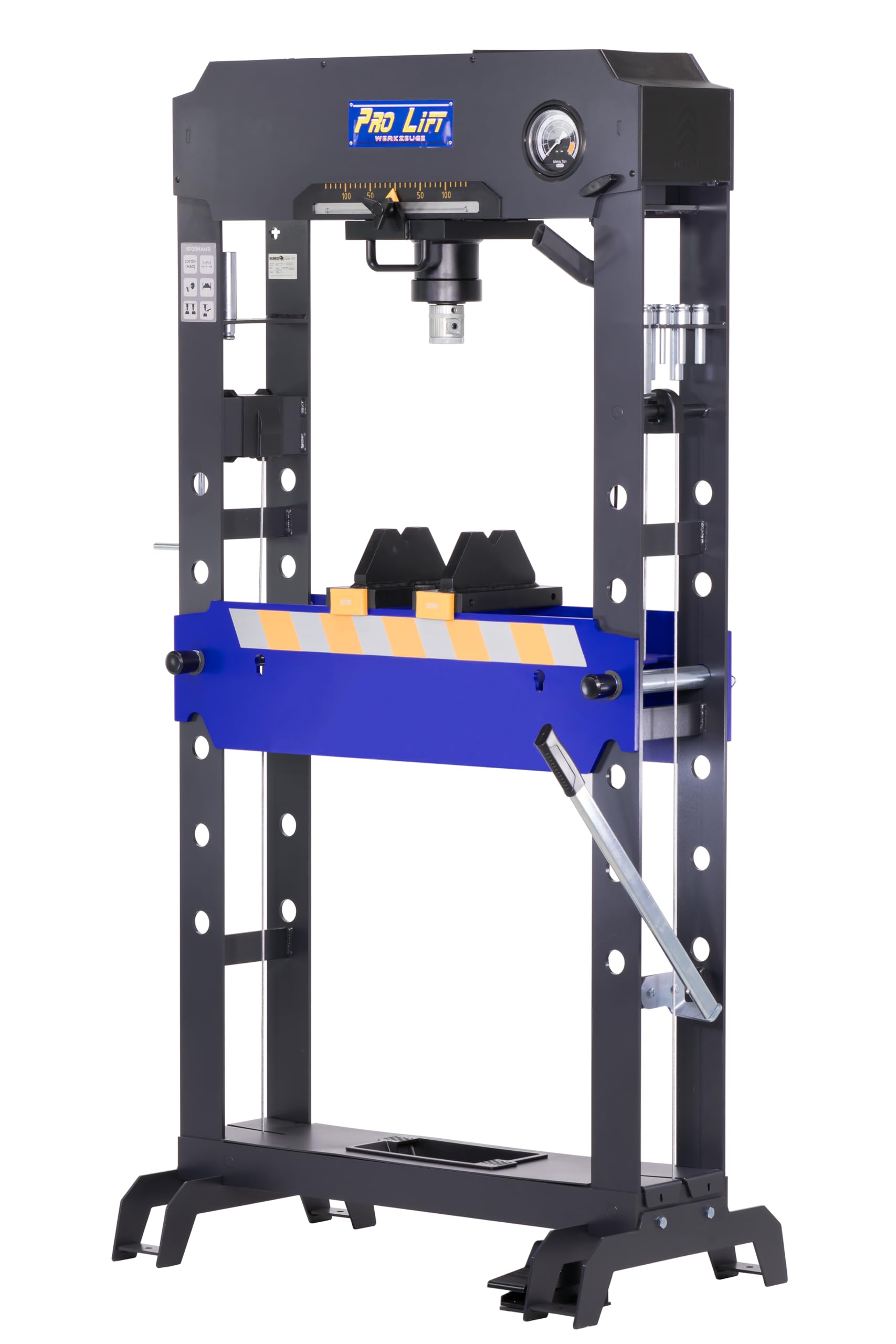 30t 00012 - Pressa da officina, dimensioni interne: 750 mm, extra larga, manuale + pneumatica