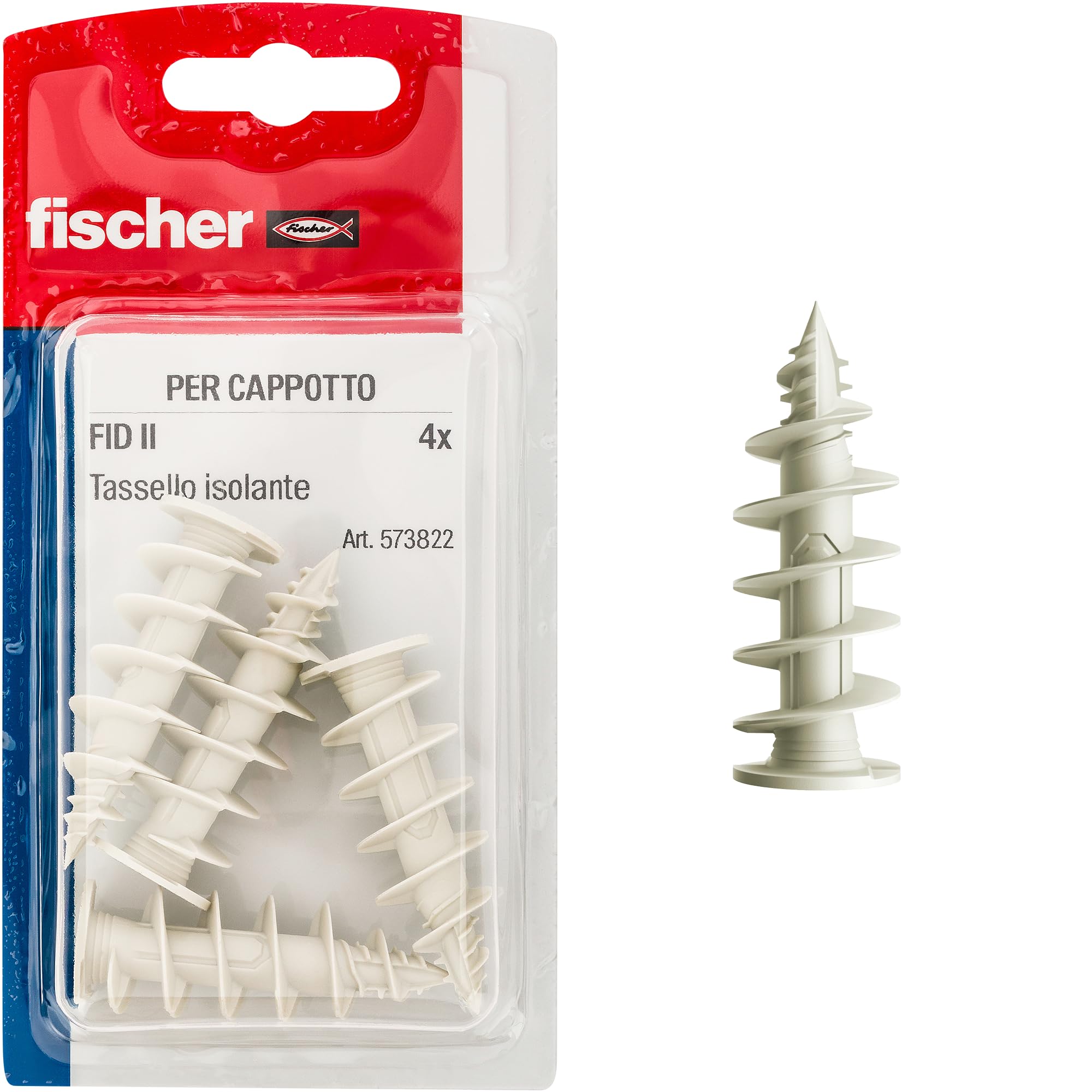 Fischer FID II 50 mm, 4x Tasselli per Cappotto, Isolanti, per Fissaggio Carichi Leggeri, 573822