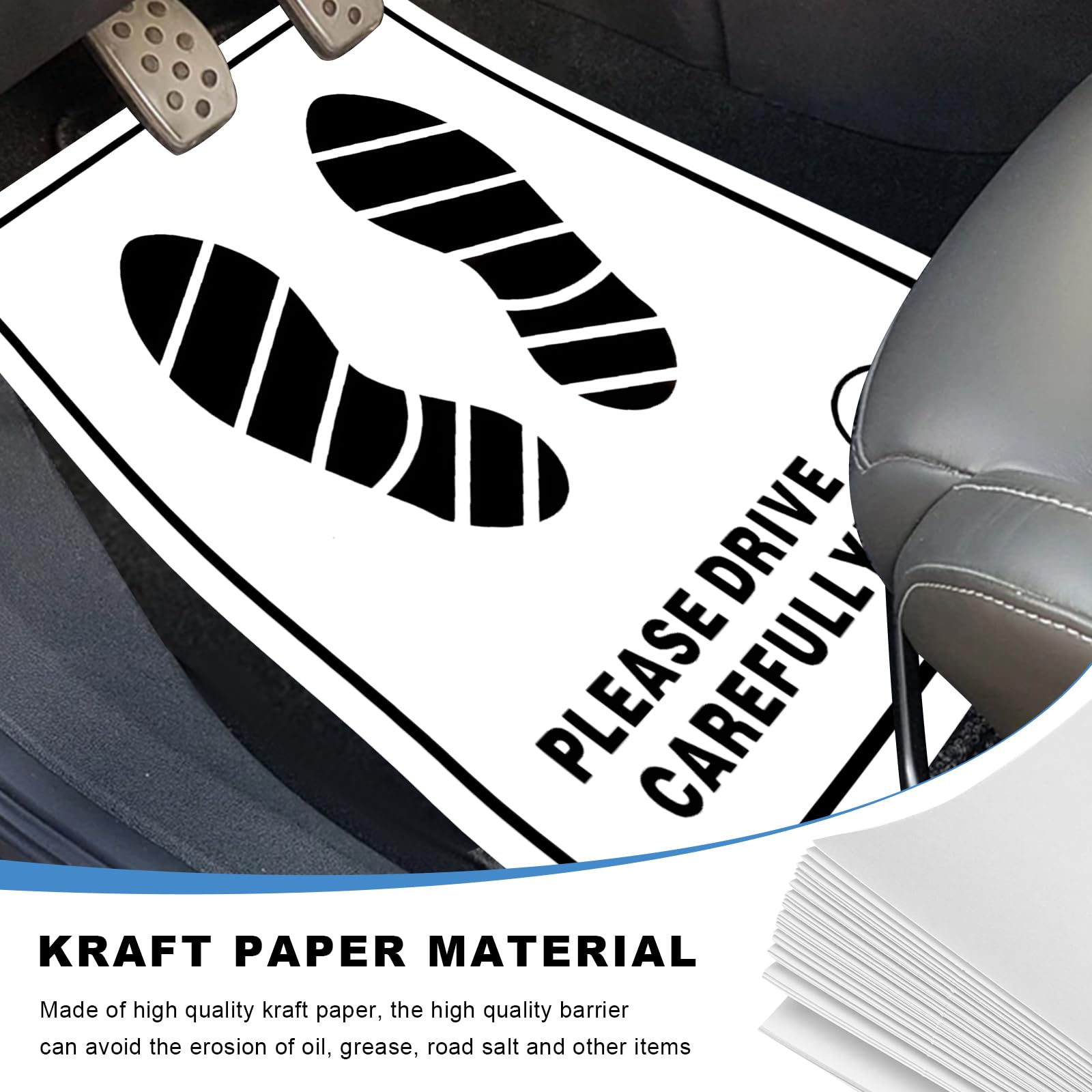 50 PCS Paper Car Floor Mats 15 19 Disposable Waterproof Car Floor Protector with Footprint Words Temporary Foot — view 3