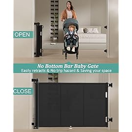 Miumoon 71 inch Retractable Baby Gates 34 inch Tall, Retractable Gate with Reinforced Strip Design to Prevent Crawling Through, 6 FT Retractable Dog Gate for Stairs, Doorways, Hallways, Indoor/Outdoor