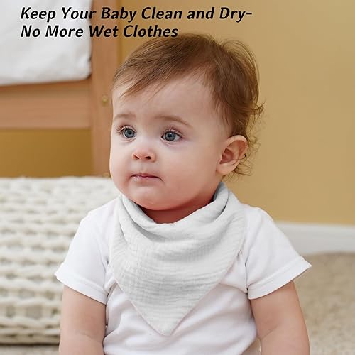 Miniatura 5 de Baberos de muselina para bebé, baberos de bandana para babeo para bebés niñas y niños, recién nacidos, niños pequeños, babeo y dentición Azul