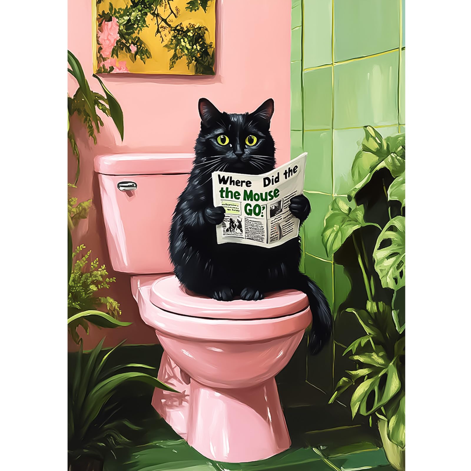 CEOVR Cat Diamond Painting Kits Adults DIY Diamond Art Kits Adult 30x40cm cat Reading a Newspaper 5D Gem Art Craft Set for Leisure Time