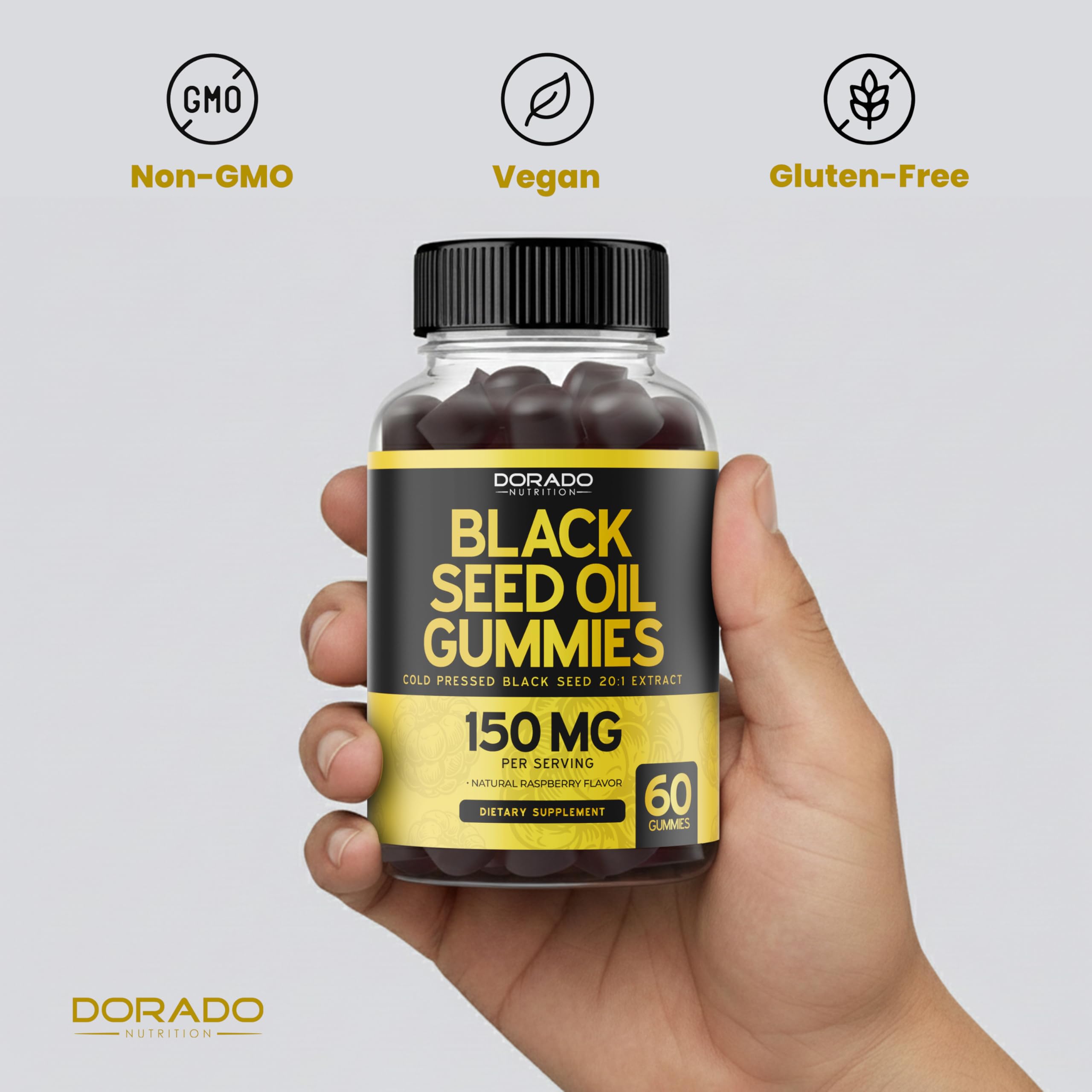 Black Seed Oil Gummies (60 Count) Blackseed Oil Gummies for Adults with Black Cumin Seed Immune Support & Support Healthy Digestion - Delicious Raspberry Flavor - Third Party Tested, Vegan & NON-GMO — Amazon image 7