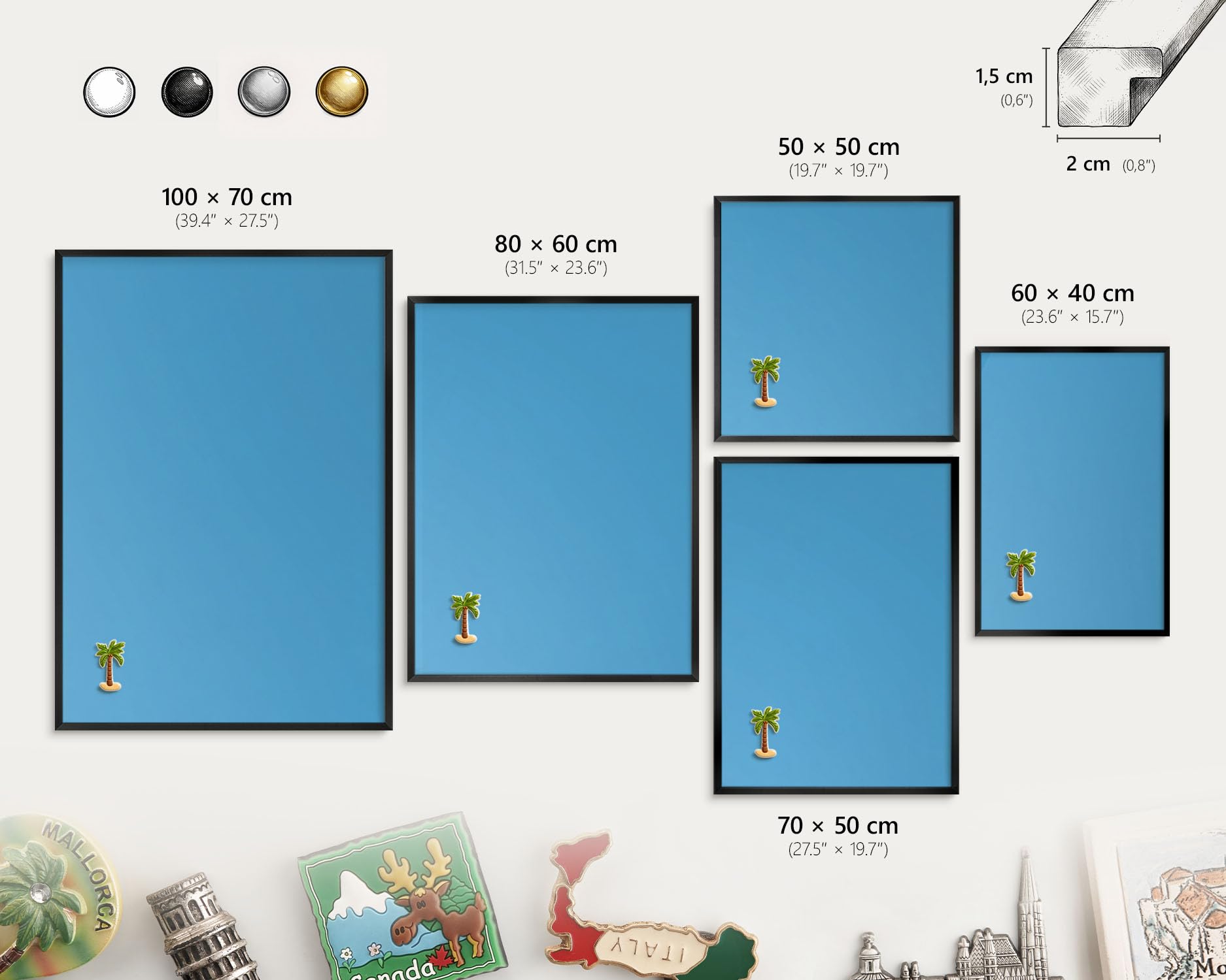 Panel Magnético Informativo 60x40 cm | con Marco Negro | Aguas Azules | Montaje Fácil | Pizarra de Pared | Para Restaurante y Bar | Expositor para Menú, Ofertas del Día