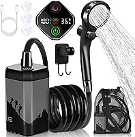 MIAOKE 7800mAh Portable Camping Shower Pump: Rechargeable Electric Outdoor Shower with Digital Temp Display for Hiking & Travel