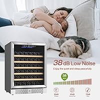 Vista 4 de Empava Refrigerador de vino, refrigerador de vino de 24 pulgadas debajo del mostrador, refrigerador de vino para entusiastas del vino de 52