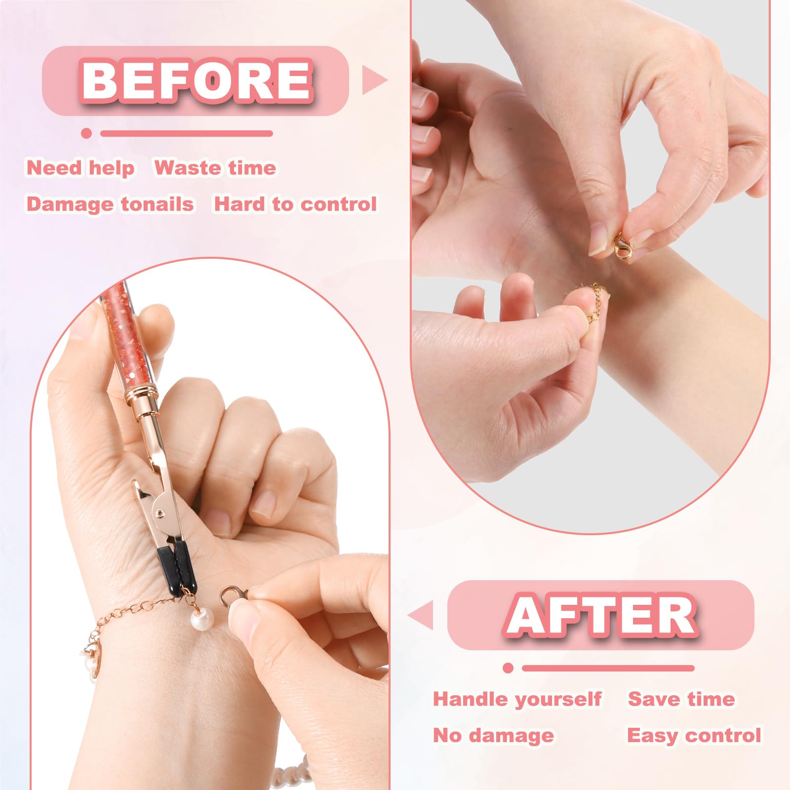 PATIKIL Bracelet Clasp Helper, Bracelet Helper Tool to Put on Yourself with Rubber Cover Tip - Image 3
