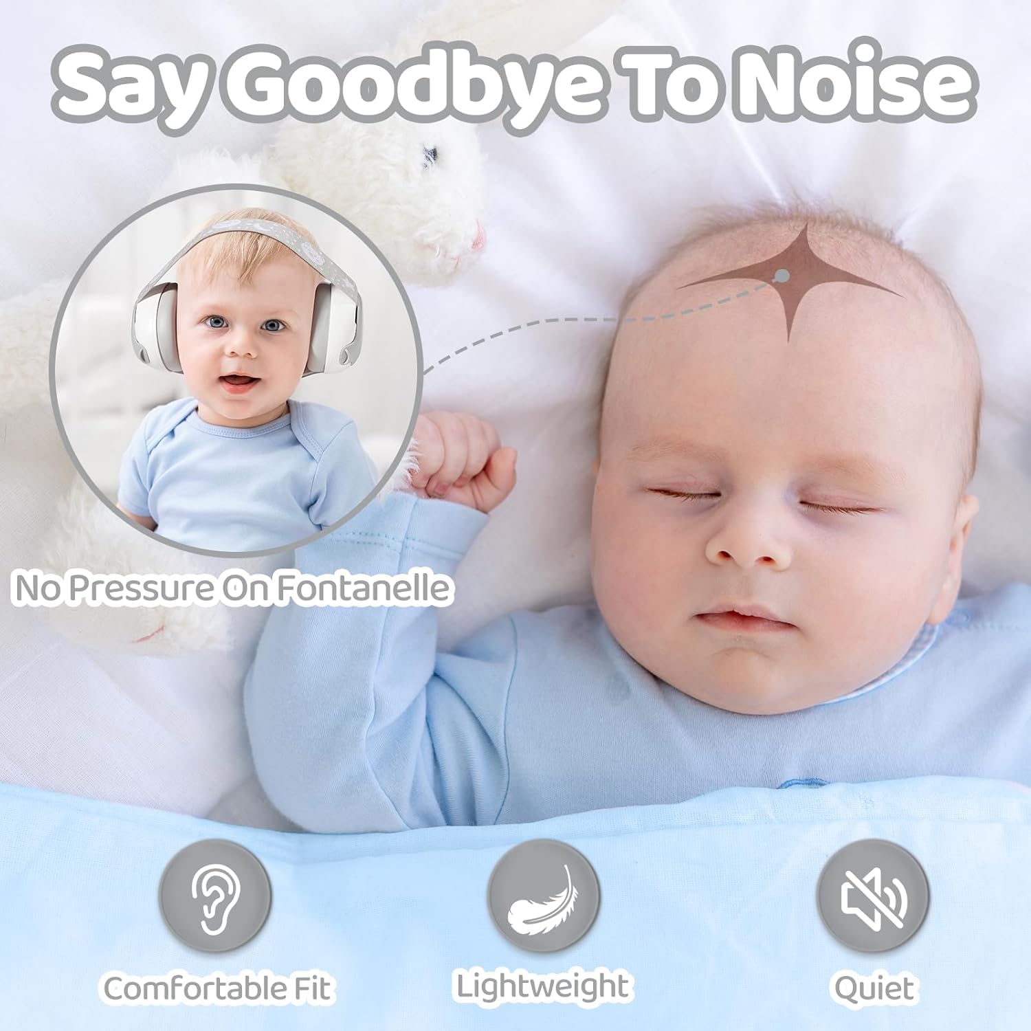 BIGASUO Baby Headphones-Infant Ear Protection for Babies 0-36 Months, 25dB NRR Baby Noise Cancelling Headphones with Little Bear Design,Airplane Essentials for Travel/Improves Sleep/Outdoor (BG37) 1