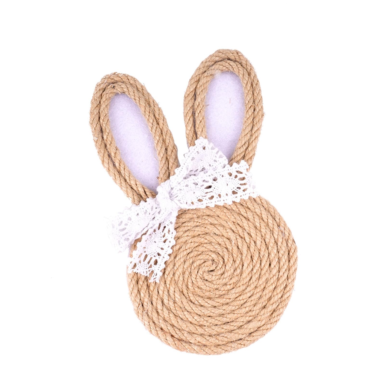 MALSSE Festives Easter Woven Rope Cup Coasters Nonslip Drink Pad with Rabbits Shape for Kitchen Spring Party Table Decoration Easter Bunnies Woven Rope Coasters