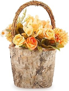 LemonRoad 1 Pc Flower Girl Basket Retro Wooden Bark Style Small Baskets ...