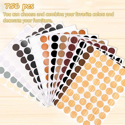Miniatura 7 de VIWIEU Tapones de rosca, calcomanías de madera para agujeros de muebles, reparación de agujeros para muebles, 756 unidades, 14 colores de 0.83