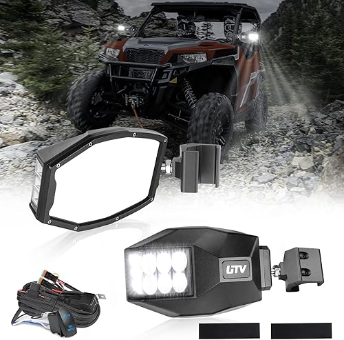 Espejos laterales UTV con luces LED, espejos laterales ACEC SHOP UTV para jaula antivuelco Pro-Fit Espejos retrovisores compatibles con Polaris