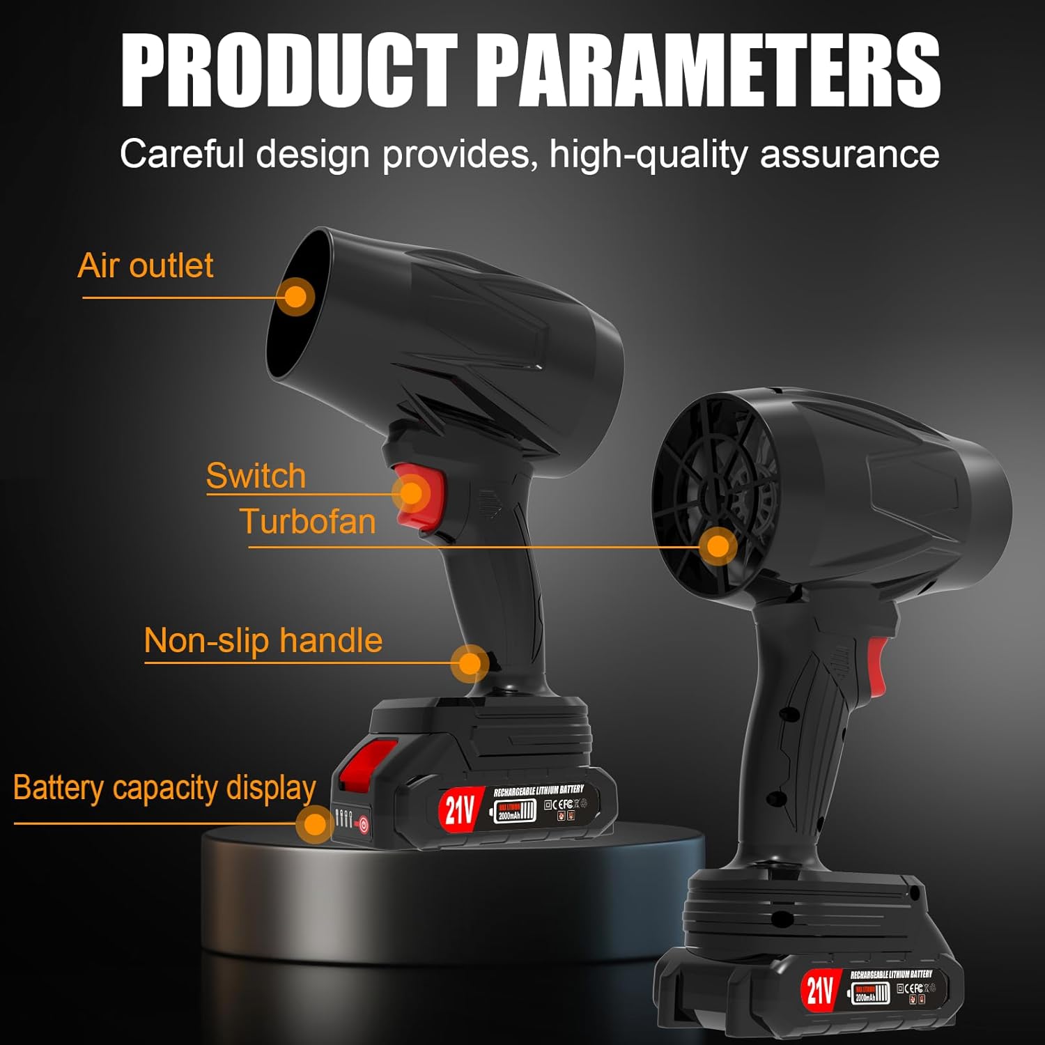 Leaf Blower Cordless with Battery and Charger, 21V Hand Held Blower, Turbo Air Jet Blower, Portable Handheld Leaf Blower with Adjustable Speed for Patio, Lawn Care, Car Snow, Blowing Leaves and Dust - Image 7