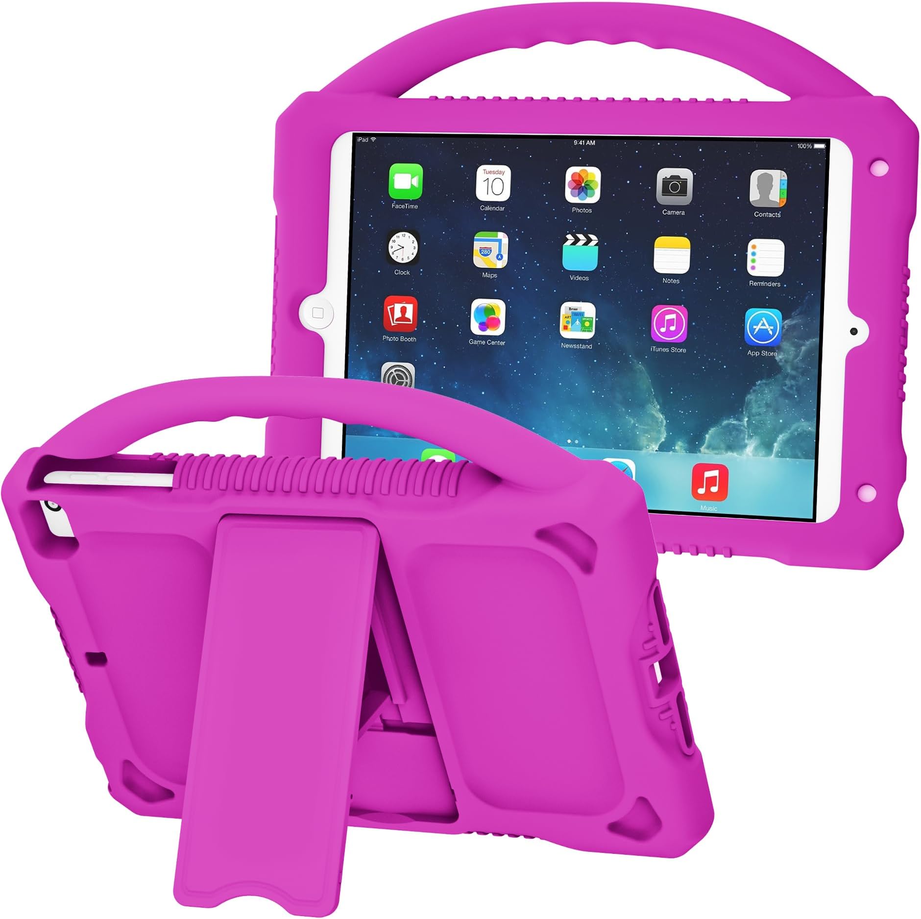 Adocham Kids Case for iPad mini 5 4 3 2 1,Shockproof Protective Silicone Cover for Apple 7.9 inch Kids iPad mini/Mini 2/Mini 3/Mini 4/Mini 5 Case with Stand Handle (Purple)