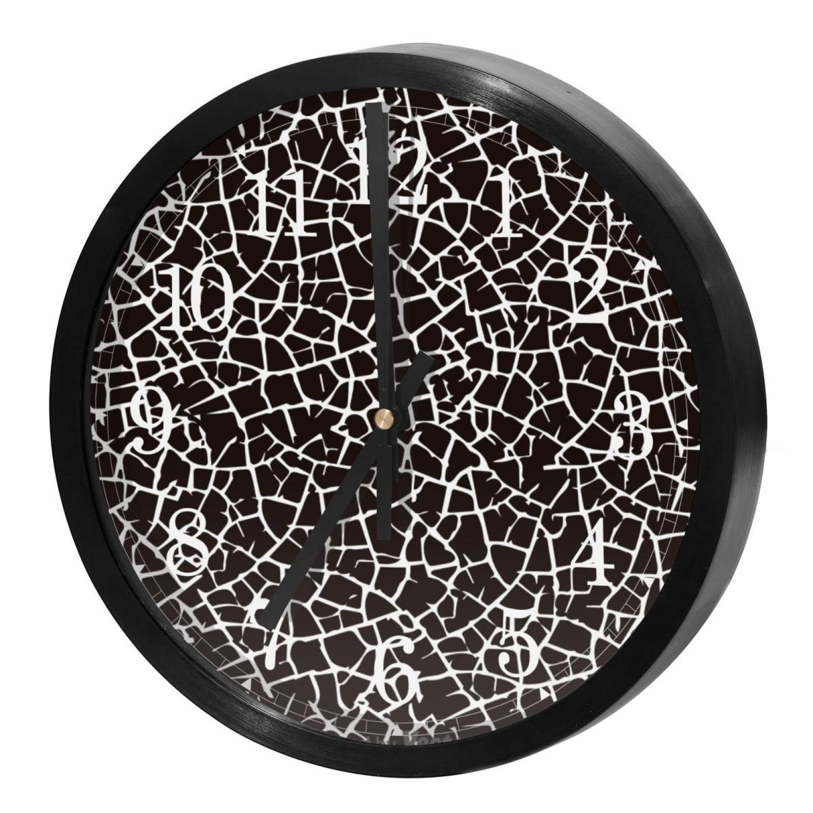 Horloge murale sans tic-tac à piles ronde noire style craquelé rétro