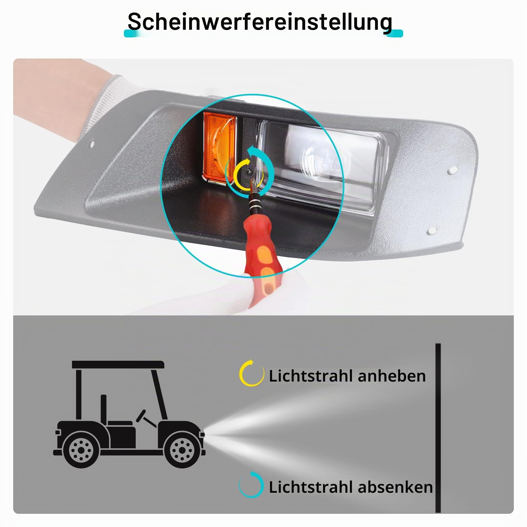 10L0L Golfwagenlicht-Set für EZGO TXT mit Tagfahrlicht für Fern-/Abblendlicht 1995–2013 (12 V/36 V/48 V) TXT Golfwagen mit Blinker, Bremslicht