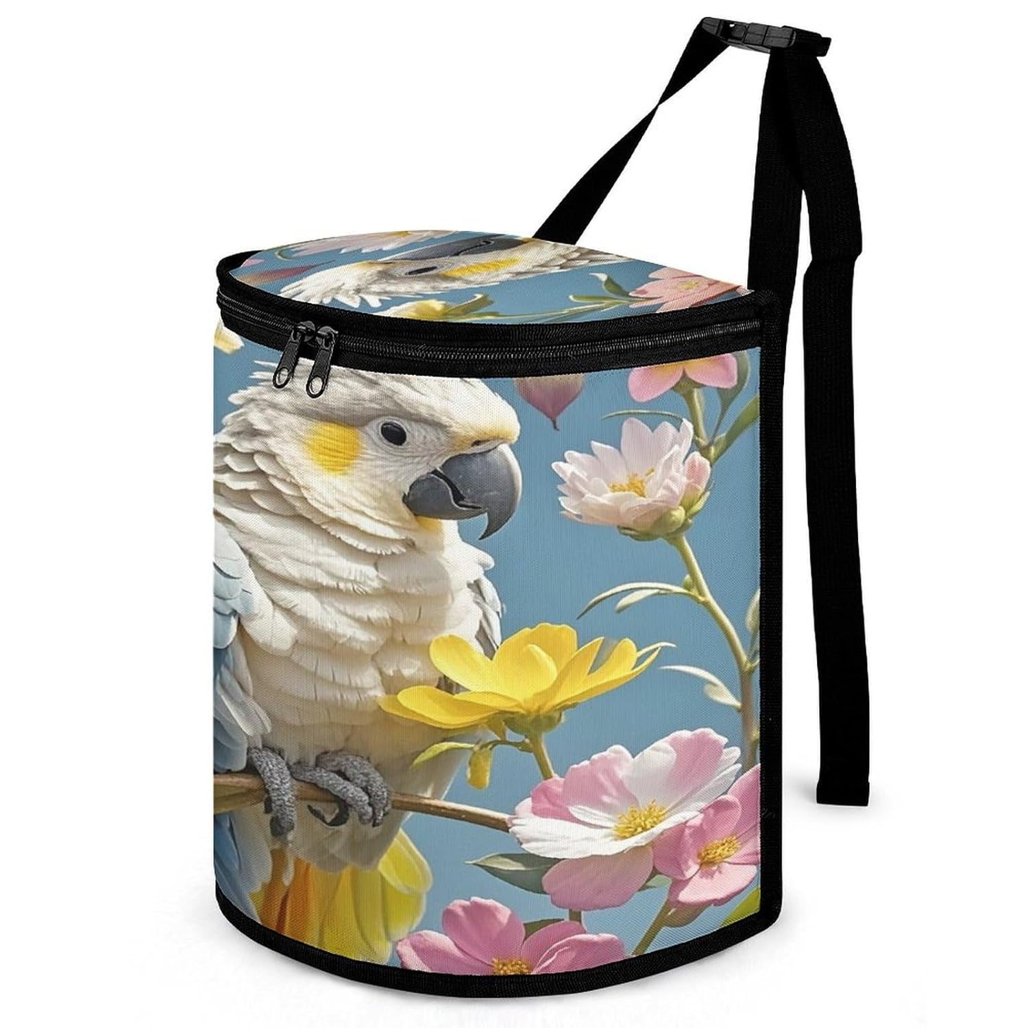 Birds in The Flowers Car Trash Can with Lid Large Capacity Car Trash Bag Hanging Back Seat Leakproof Vehicle Garbage Organizer Holder Foldable Cars Garbage Bag for Home Travel