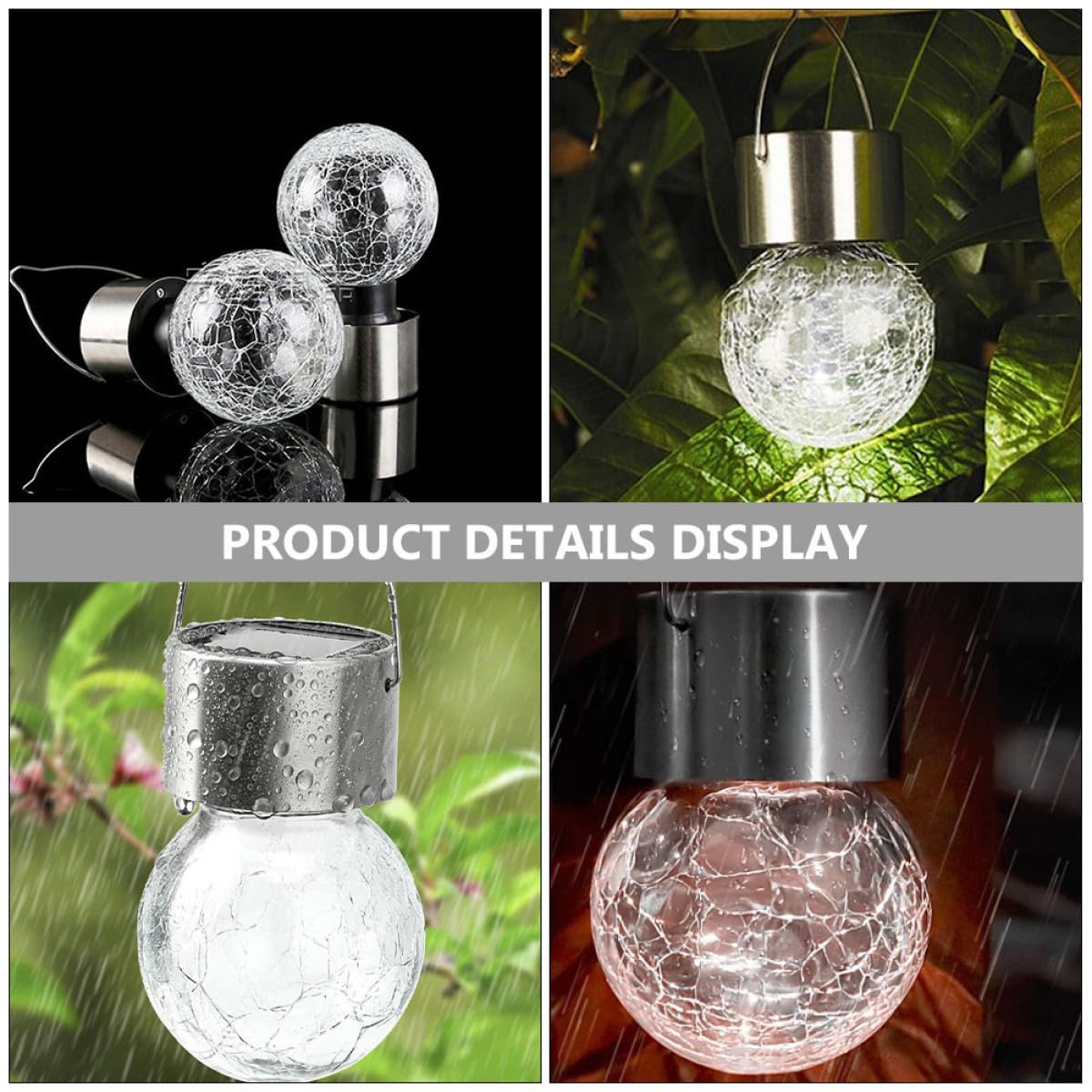 Toddmomy Lámpara Solar Colgante Blanco de Bola de Cristal 8 Piezas