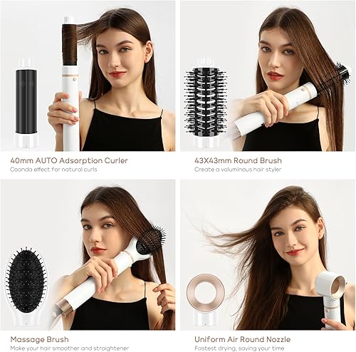 Miniatura 3 de IG INGLAM MegaAIR Styler, cepillo secador de pelo profesional 5 en 1, 110,000 rpm, sin escobillas, motor BLDC iónico, volumen y forma, color blanco